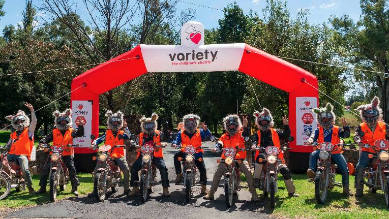 120 riders dash to Merimbula Public School with a special delivery for the 10th annual Variety Postie Bike Dash. Picture supplied. 