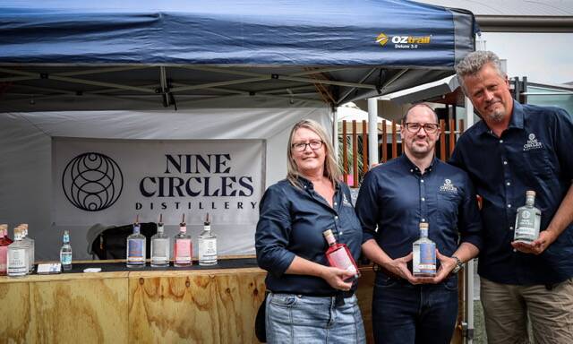 Nine Circles Distillery- meet the three faces behind the business: Cat Coathup, Jason Ball and Ben Coathup. Picture by Kanoona Kaptures.