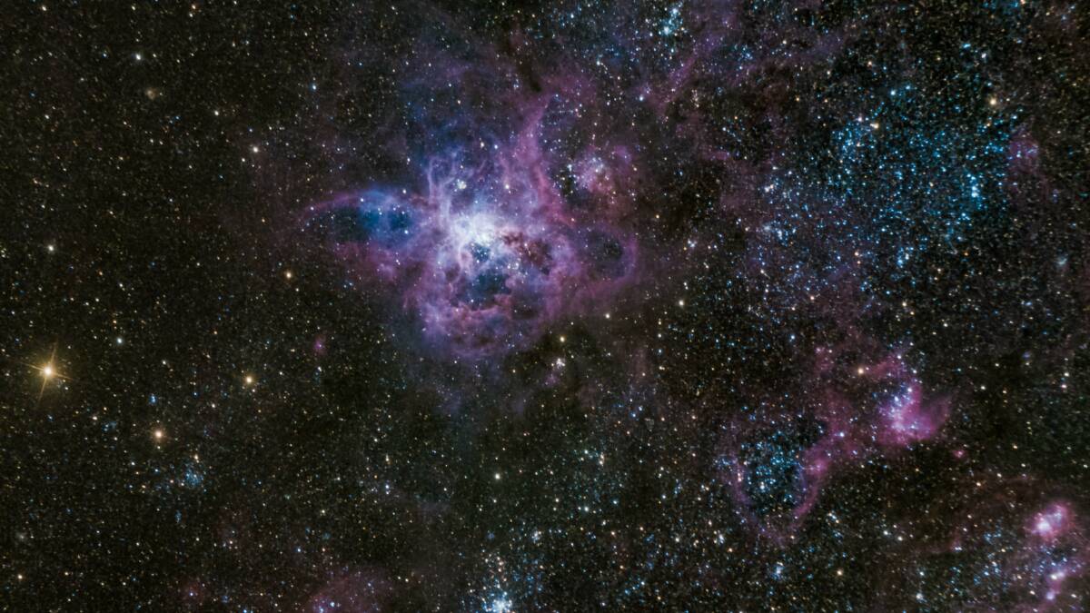 The Tarantula Nebula in the Large Magellanic Cloud, in the constellation of Dorado. Picture taken by Neil Creek 
