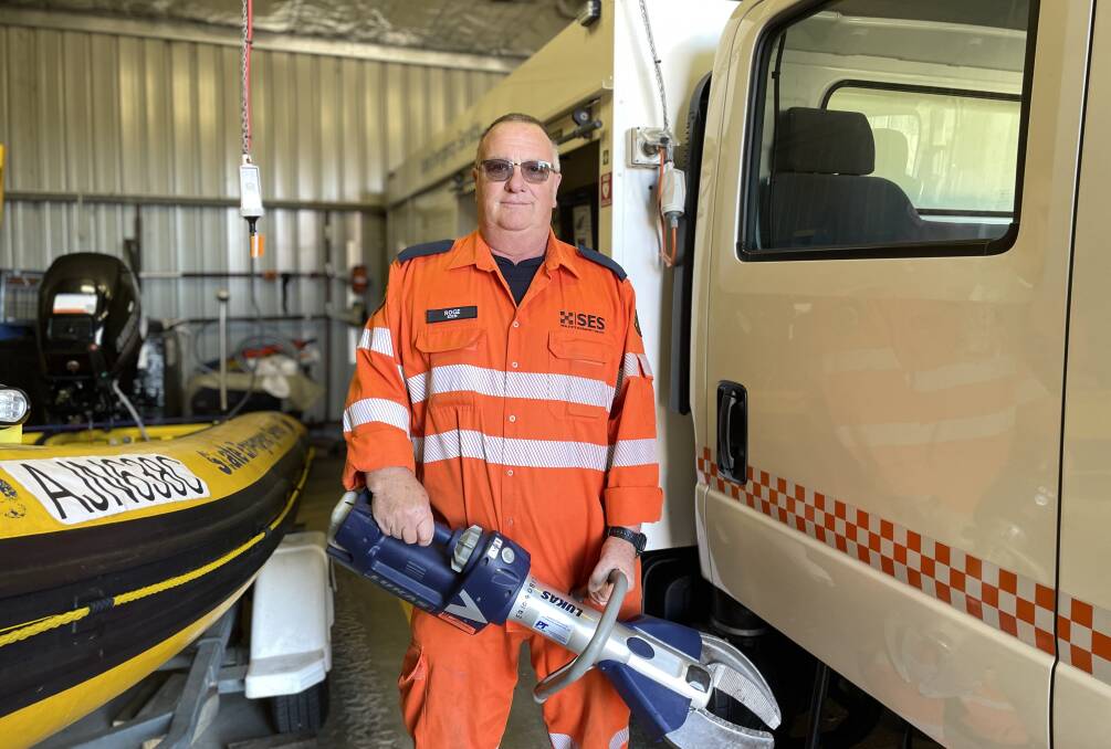 Not jaws but spreaders which help assist during a road crash rescue. Picture of Eden SES road crash rescue operator Roger Walton. Picture taken by Denise Dion. 