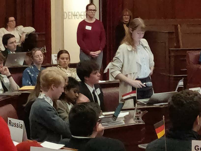 Eden Marine High School Year 12 students Euan Osten and Phoebe Clunes attend the Model United Nations Assembly (MUNA) event at the Museum of Australian Democracy (also known as the Old Parliament House) on August 11 -13. Picture supplied. 