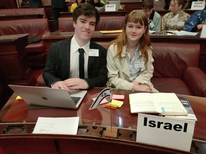 Eden Marine High School Year 12 students Euan Osten and Phoebe Clunes attend the Model United Nations Assembly (MUNA) event at the Museum of Australian Democracy (also known as the Old Parliament House) on August 11 -13. Picture supplied. 