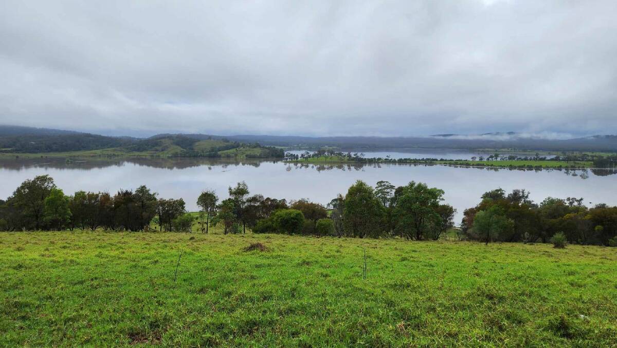 With rising river levels of the Bega River, Jellat Jellat goes under water. Picture taken from Betunga Lane with view over the flats. Picture by Amandine Ahrens 8.30am, Thursday, November 30. 