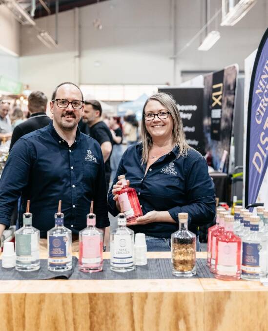 Jason Ball and Cat Coathup give out tastings of their four products. Picture supplied.