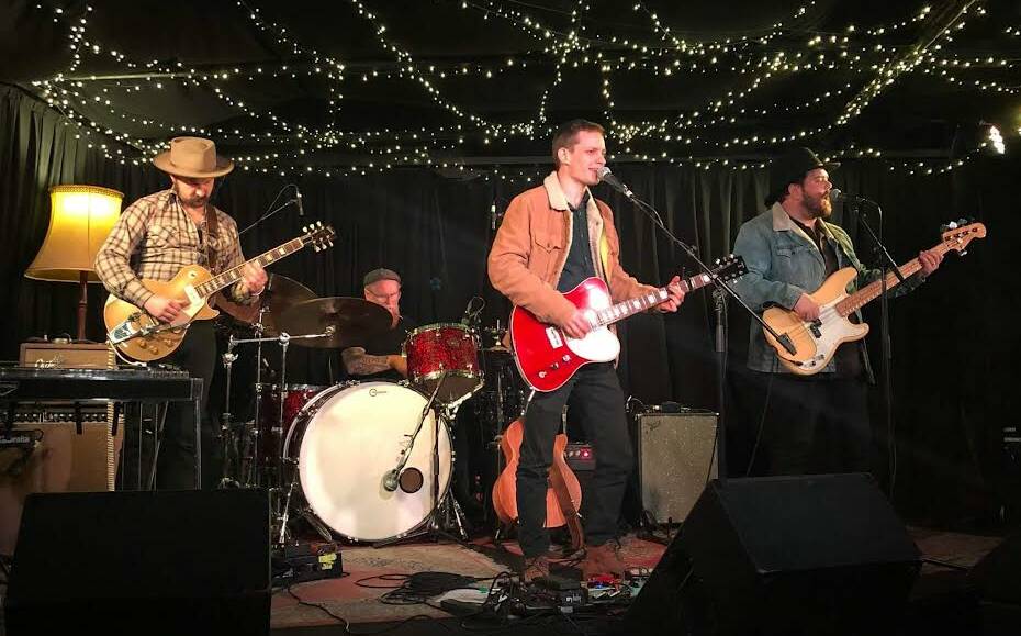 Corey Legge and his band members Adrian Herbert on the drums, Matt Crawford on the bass and Sam Troy on the pedal steel - Corey front and centre. Picture supplied. 