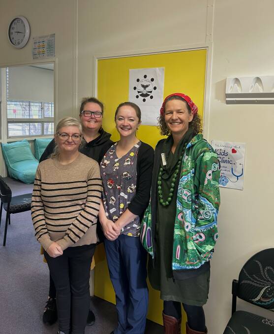 Djing.gii Gudjaagalali Kids Clinic staff celebrating being listed as finalists in the 2023 National Rural and Remote Health Awards are (from left) Anna McAmish, Nicole Bax, Dr Corin Miller and Michele Polach. 