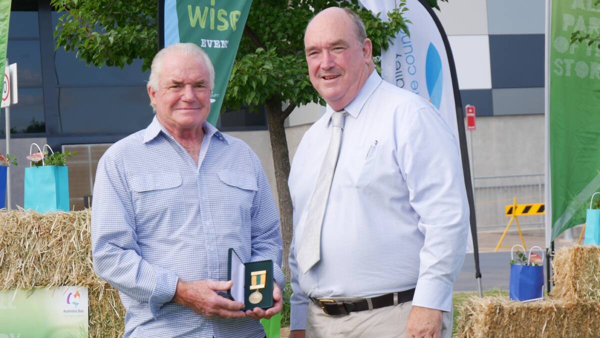 Awadee Bill Foxwell with Bega Valley Shire Mayor Russell Fitzpatrick. Photo: Ellouise Bailey 