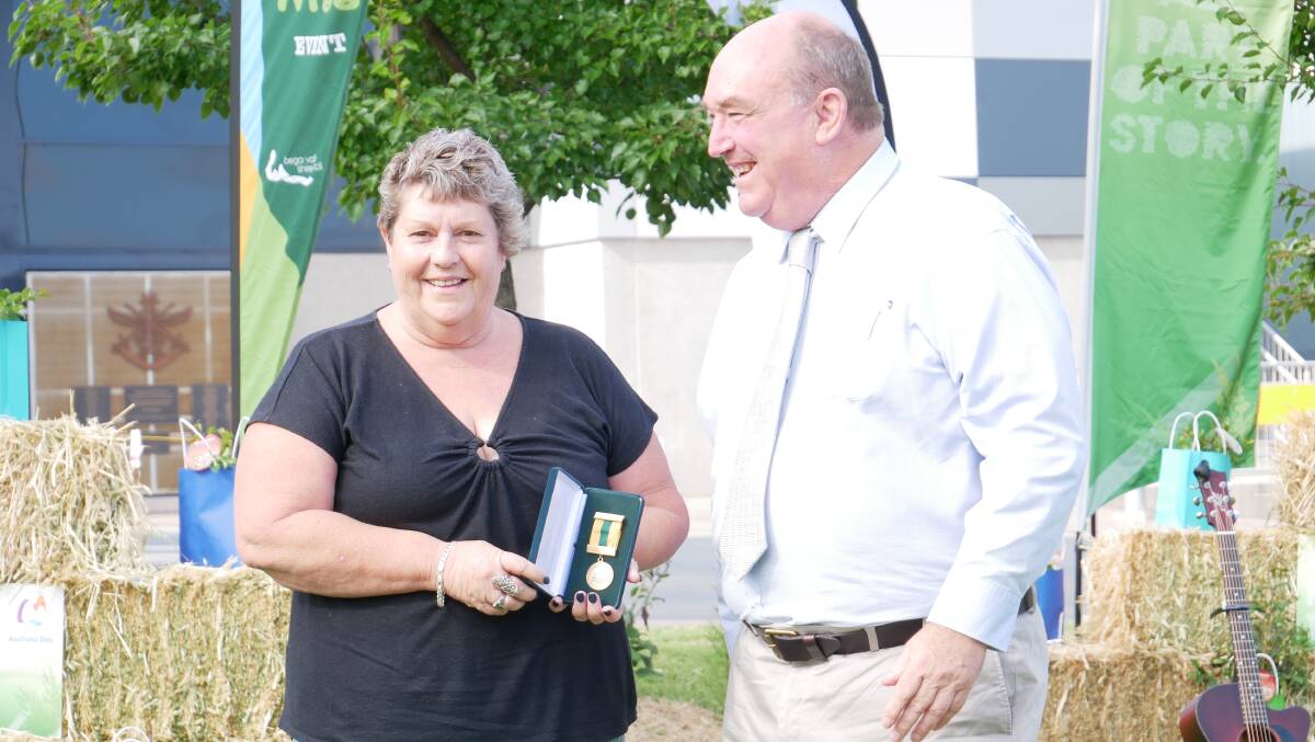 Awardee Donna Flood with Bega Valley Shire Mayor Russell Fitzpatrick. Photo: Ellouise Bailey 