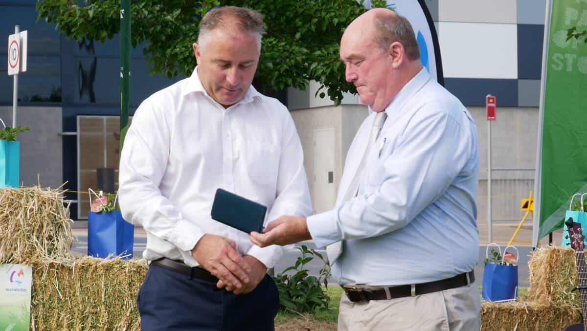 Awardee David Allen with Bega Valley Shire Mayor Russell Fitzpatrick. Photo: Ellouise Bailey 