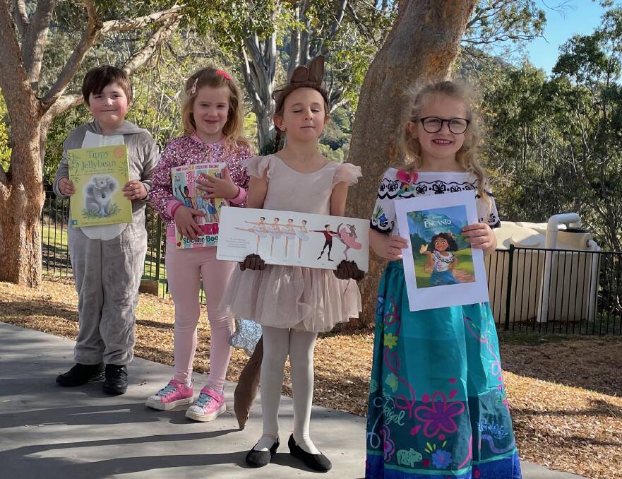 Pupils from K-class at Central Tilba Public School dressed up for the Book Character Parade on August 21. Picture by Marion Williams
