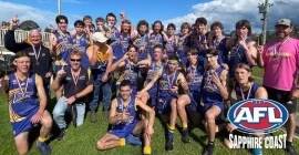 Bermagui Breakers U17 side won the 2022 AFL Sapphire Coast Premiership by beating the Broulee/Moruya Giants 57 points versus 45 points. Picture supplied.