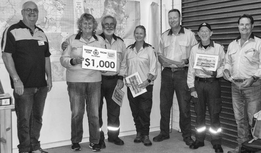 In March 2020 the Bermagui Historical Society donated $1000 to the Bermagui NSW Rural Fire Service. Allan Douch gave calendars and a cheque to Maggie McKinney, Brian Blacka, Steph Lazzaro, Tim Holdsworth, Lewis Gaha and Pat Wadell. File picture
