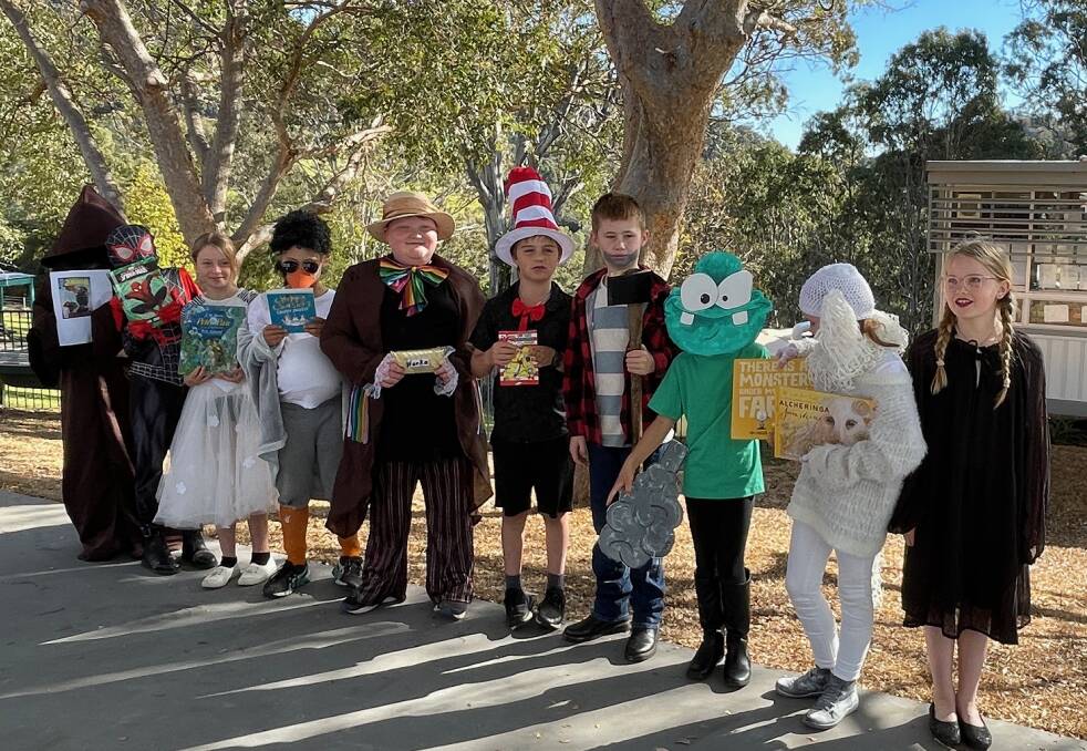 The book characters that Year 4 pupils dressed up as for Central Tilba Public School's Book Character Parade included Tinker Bell from Peter Pan and Hermione from Harry Potter. Picture by Marion Williams