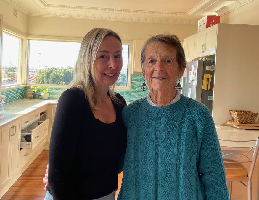 Amy Holdsworth and Norma Reid thanked all the committee members and dedicated mums for all the work and efforts over the past 35 years to get Bermagui competition-fit netball and basketball courts. Picture by Marion Williams