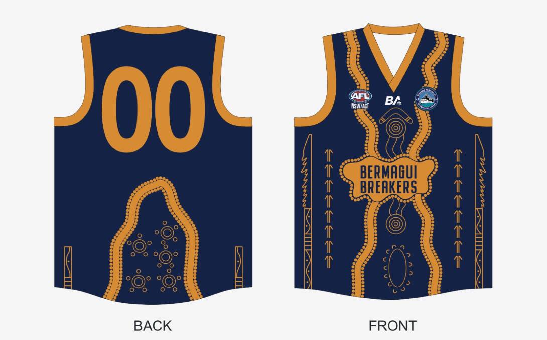 The shirt that Bermagui's Raymond Campbell has designed for this year's Indigenous Round which the Bermagui Breakers is hosting. Picture supplied.