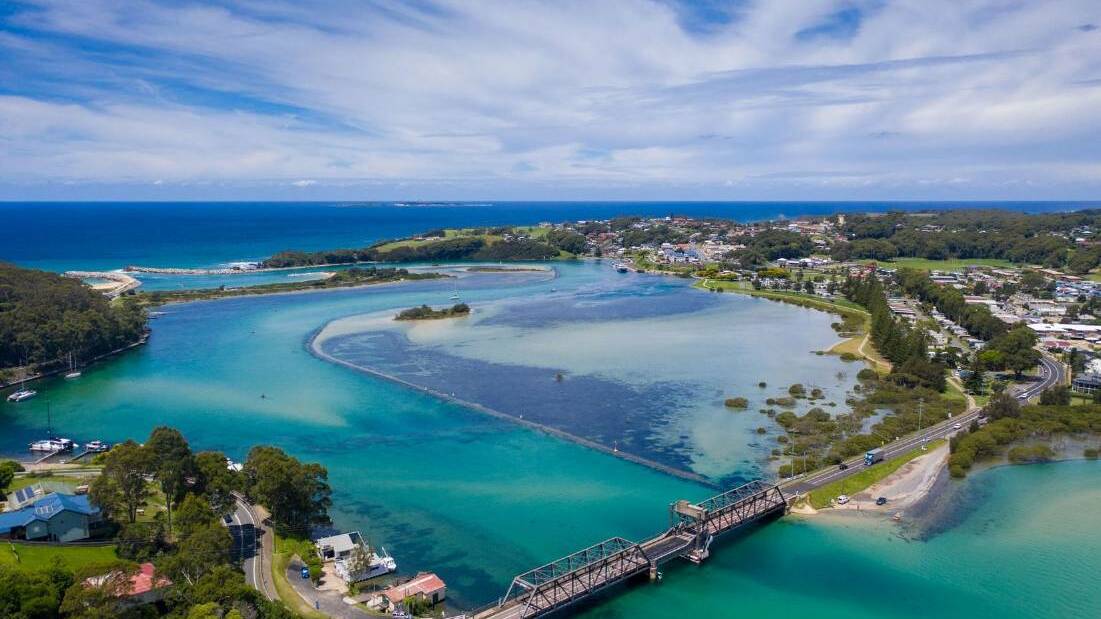 New water and sewer pipes are being installed under the seabed of Wagonga Inlet. Council said the ageing infrastructure poses environmental risks. Picture via Eurobodalla Shire Council