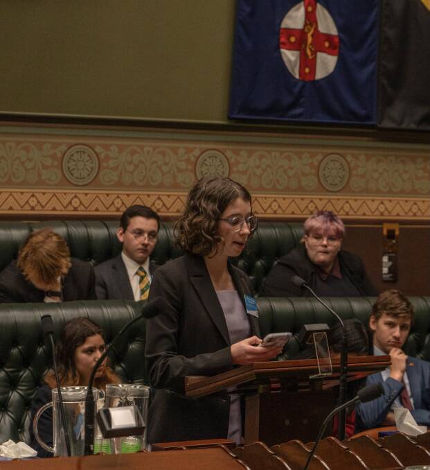 Narooma High School Year 12 student Stephanie Ovington debated a bill and delivered a private member's statement as part of The Y NSW Youth Parliament program. Picture supplied