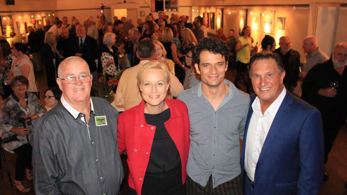President of the Twyford Hall committee Bill Deveril, Marta Dusseldorp, Ben Winspear and Frankie J Holden at a star-studded launch of Twyford Hall's redevelopment campaign in 2017. Picture by Denise Dion. 