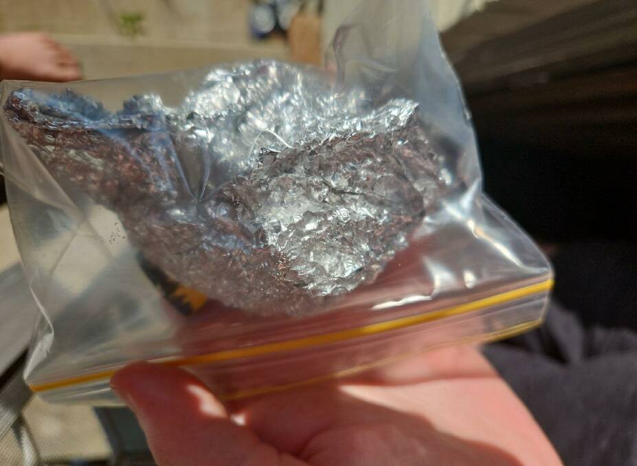 The foil wrapper containing methamphetamines, found inside a Nowra unit by a young family accessing emergency accommodation. Picture supplied.