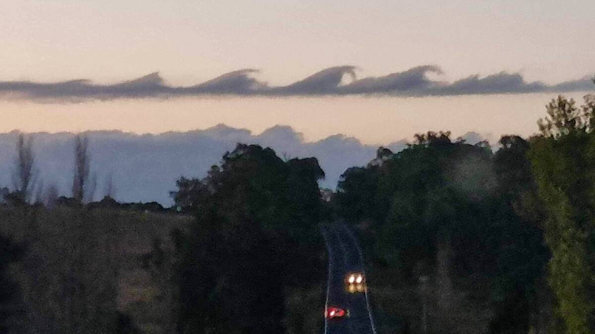 Stunning wave-shaped clouds on the way to Bega. Picture by Mandy Macleod