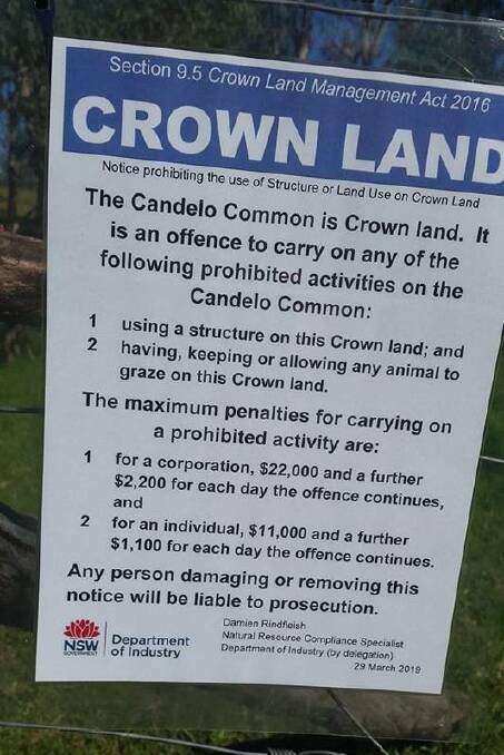 A sign on the fence at Candelo Common. Picture file