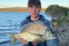 Young angler Corey Bennett shows off his 43cm bream caught over the weekend on a Samaki vibe. Picture supplied