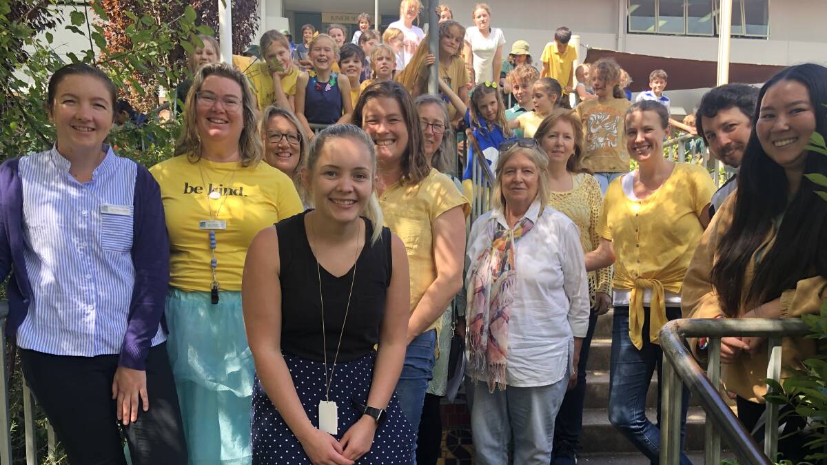 Sapphire Coast Anglican College students and staff raise money to support families in Ukraine. Photos: Supplied