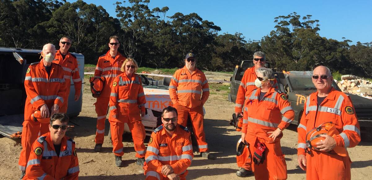 Eden SES members at a previous road crash rescue training course. The unit is urgently seeking new volunteers. Picture file