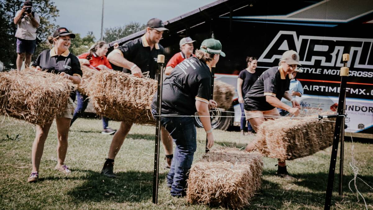 Competitors hard at work during the Bega Show Farmers Challenge. Picture by Kanoona Kaptures