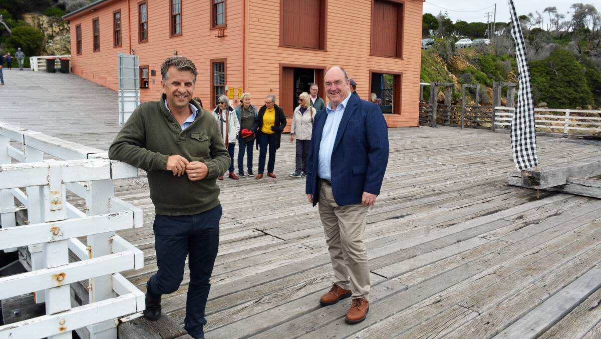 In November 2020, then-Bega MP Andrew Constance announces $7.1million towards the Tathra Wharf restoration project. Picture by Ben Smyth