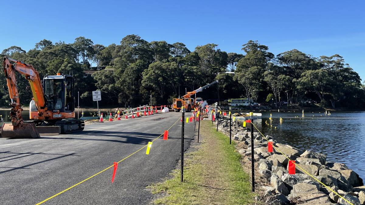 Work to restore and repair Wallaga Lake Bridge continues through July with the second of two planned closures. Picture by Vic Silk