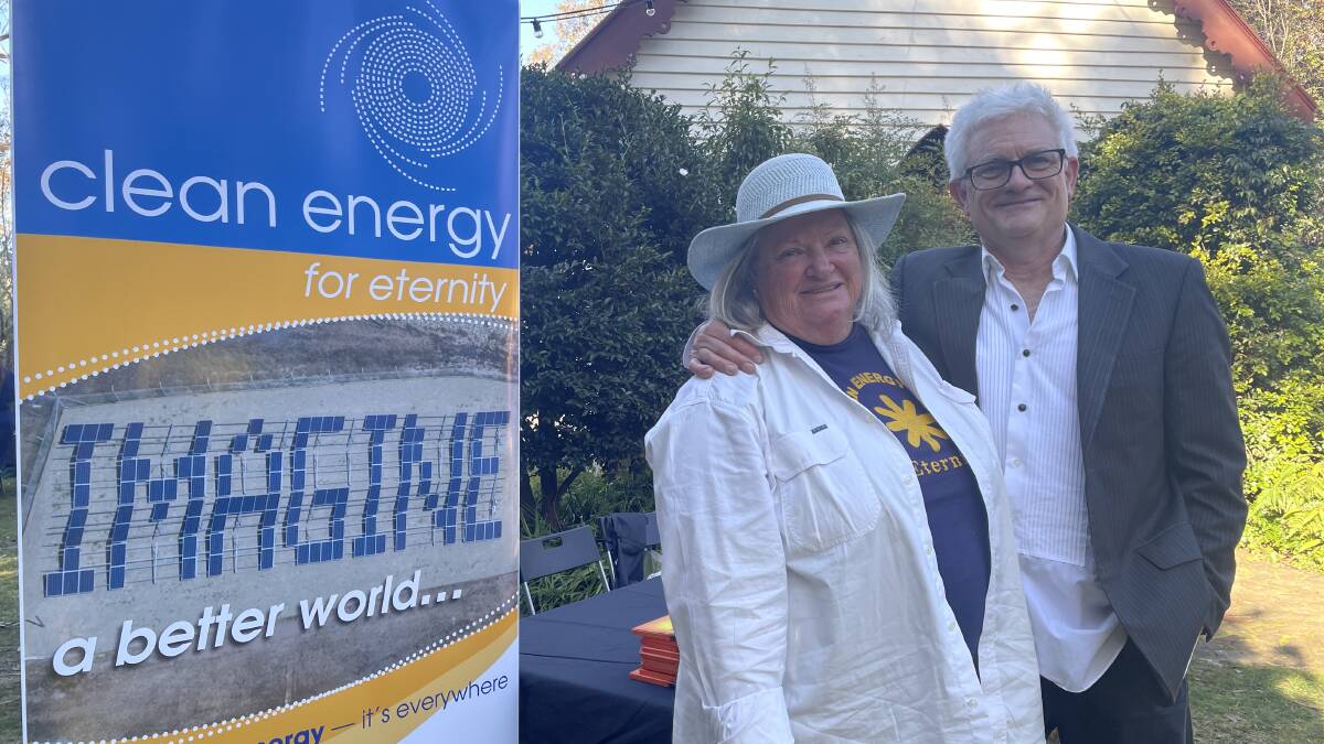 Clean Energy for Eternity's Prue Kelly and Matthew Nott at Navigate Arts in Tanja on Sunday, July 30. Picture by Ben Smyth