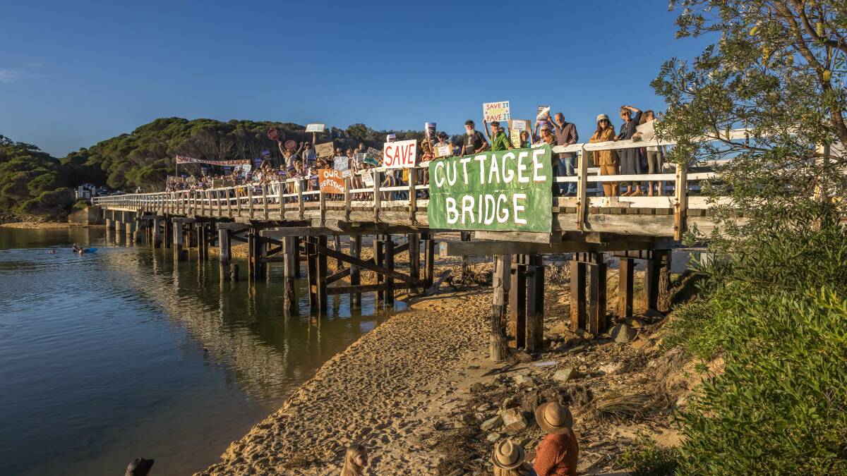 There has been strong opposition from the community to the replacement of the historic Cuttagee Bridge by a concrete version. Picture by David Rogers