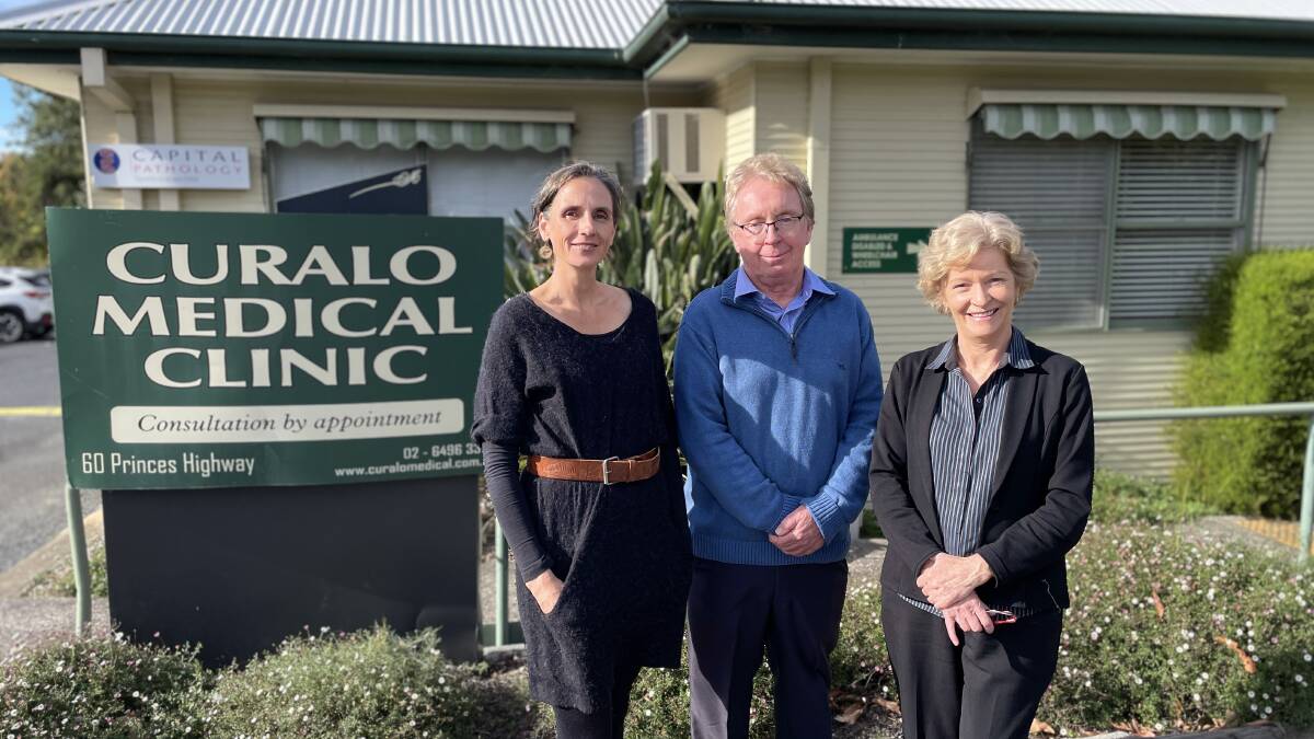 Creators co-founder Belinda Morris with Dr Michael Pentin and practice manager Judy Thompson at the Curalo Medical Clinic. Picture by Denise Dion