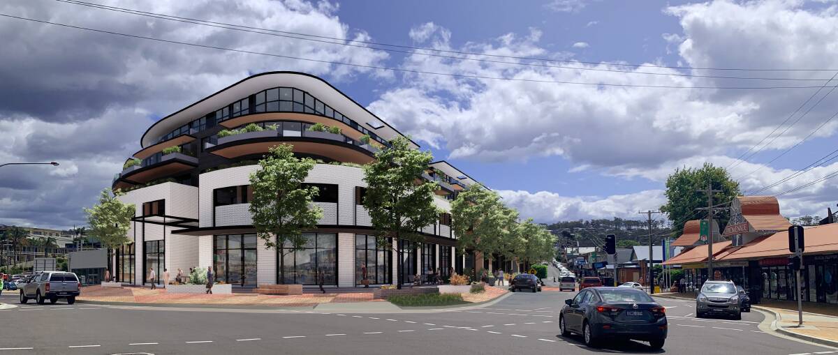 Concept plans and artist's impression from the Merimbula intersection. Picture supplied 