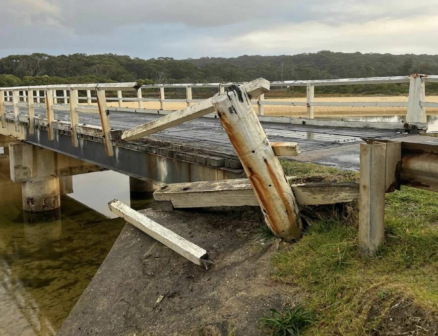 Cuttagee Bridge south of Bermagui was damaged in a traffic incident in August 2023. Picture by Jo Varley