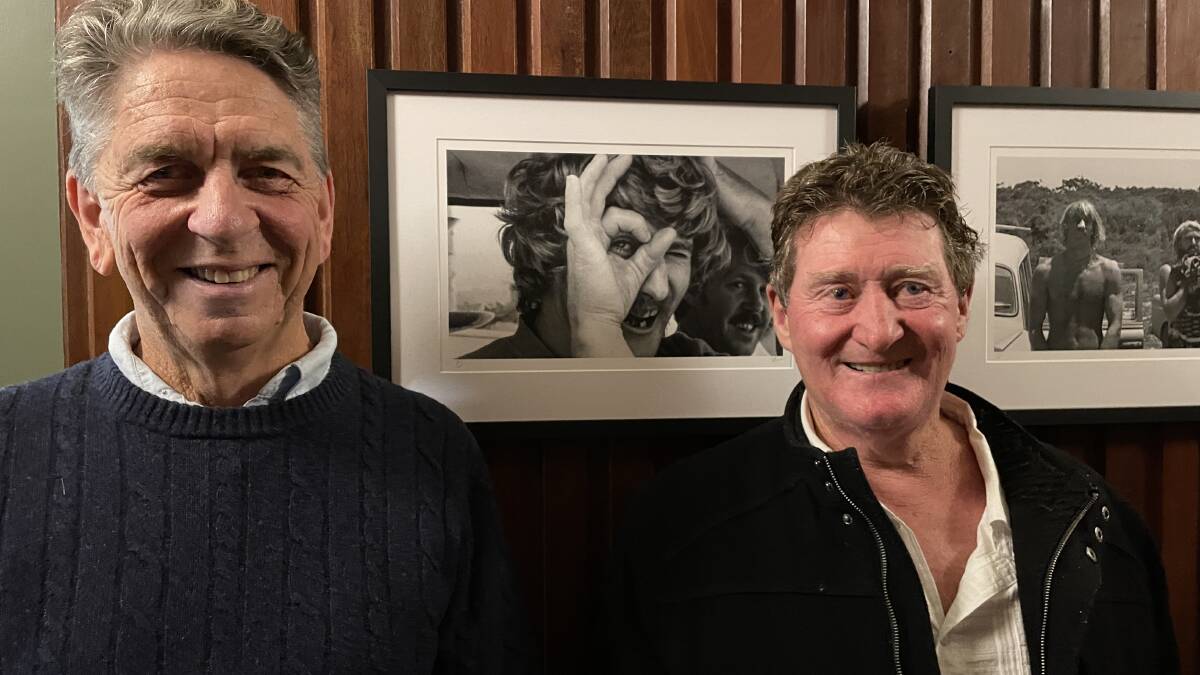 The man behind the lens, Paul Brand, left, whose black and white photographic exhibition featured at the WinterSun opening, with the man in front of the lens, Paul Winter. Picture by Denise Dion