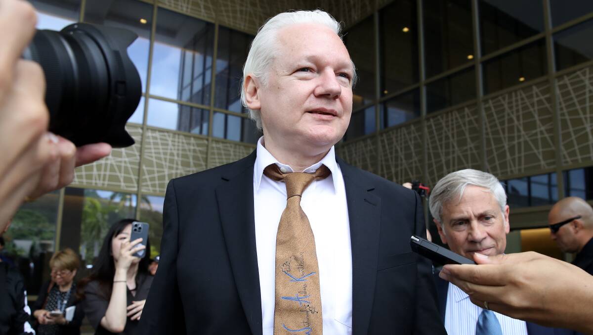 Julian Assange is freed after spending five years in a British prison. Picture Getty Images