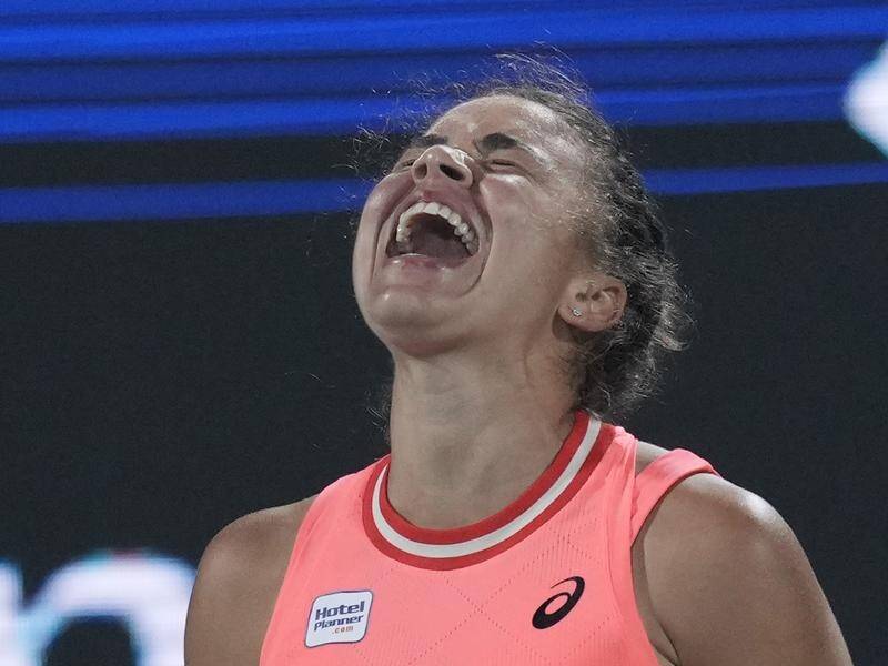 Jasmine Paolini roars with delight after coming from a set down to win the Dubai Championships (AP PHOTO)